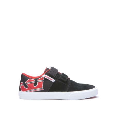 Supra Stacks II Vulc Velcro Svart/Rød Joggesko Barn [NO-1-O981]